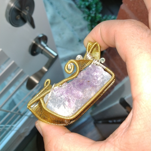 Amethyst cluster wire wrap pendant - Picture 1 of 1